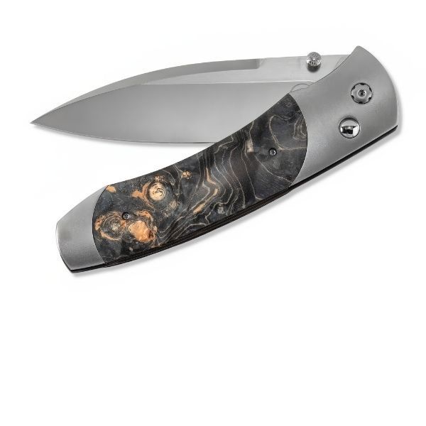 A300-9 Titanium frame Maple Burl Knife by William Henry Goldmart Jewelers Redding, CA