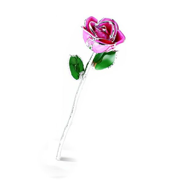 Platinum Plated Trim Pink Natural Rose - GM Goldmart Jewelers Redding, CA