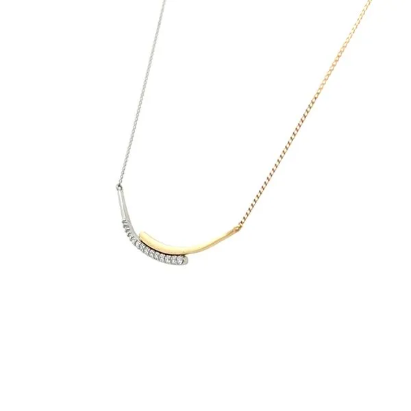 1/10CTW 18K YG/Platinum Diamond And Polished Layered Diamond Cut Cable Chain Stationary Stack able Pendant Necklace Image 2 The Ring Austin Round Rock, TX