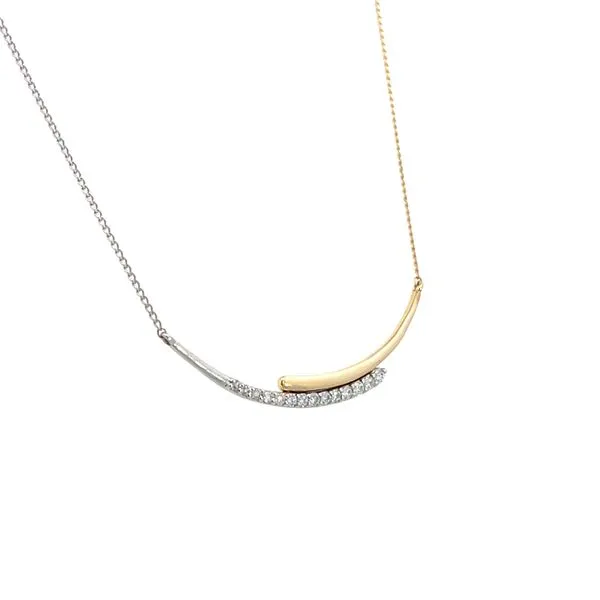 1/10CTW 18K YG/Platinum Diamond And Polished Layered Diamond Cut Cable Chain Stationary Stack able Pendant Necklace Image 3 The Ring Austin Round Rock, TX
