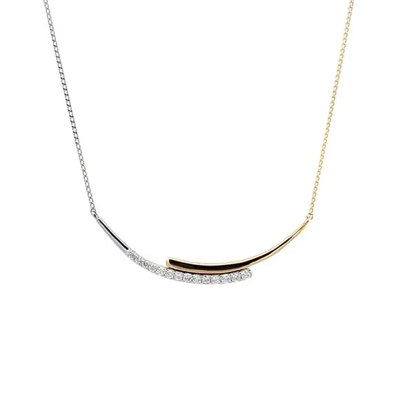 1/10CTW 18K YG/Platinum Diamond And Polished Layered Diamond Cut Cable Chain Stationary Stack able Pendant Necklace The Ring Austin Round Rock, TX