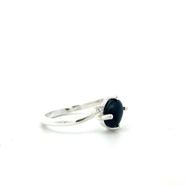 1.00CTW 925 Sterling silver 8x6 Imitation Oval Black Onyx With Natural Diamond Accent Bypass ring size 7 Image 2 The Ring Austin Round Rock, TX