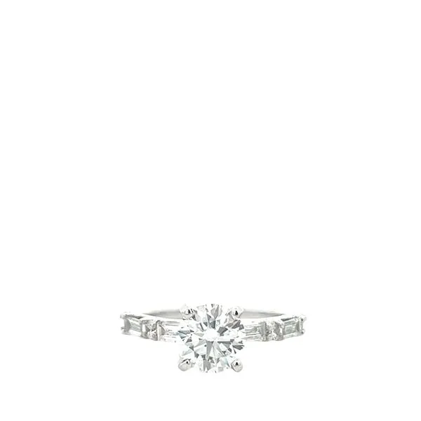 1 9/10CTW 14K WG Mined Baguette and Round Cathedral Engagement Ring 1.41CT LG Center The Ring Austin Round Rock, TX