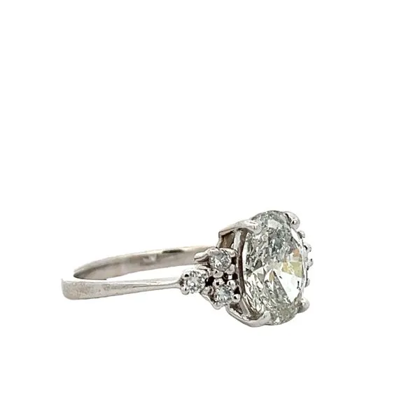 2 1/8CTW 14K WG Natural RD Cluster Side Stones With Lab Oval Center Engagement Ring Image 2 The Ring Austin Round Rock, TX
