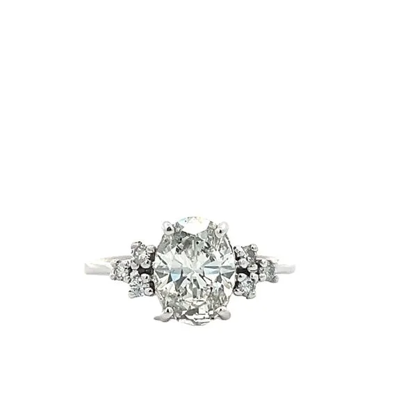 2 1/8CTW 14K WG Natural RD Cluster Side Stones With Lab Oval Center Engagement Ring The Ring Austin Round Rock, TX