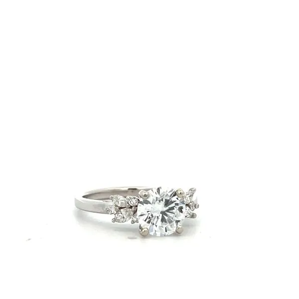 2.00CTW 14K WG Diamond Marquise and Round Accented With 1.60CT LG Round Engagement Ring Image 2 The Ring Austin Round Rock, TX