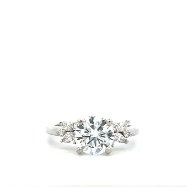 2.00CTW 14K WG Diamond Marquise and Round Accented With 1.60CT LG Round Engagement Ring The Ring Austin Round Rock, TX