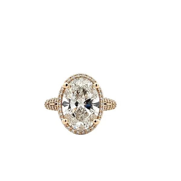 5 3/4CTW 14K YG Diamond Three sided Pave Halo LG Oval Center Engagement Ring The Ring Austin Round Rock, TX