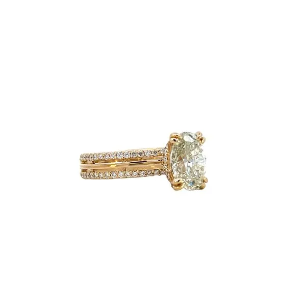 2 3/4CTW 14K YG Diamond Accented Head and Collar Double Row With Polished Groove Center Engagement Ring Image 2 The Ring Austin Round Rock, TX