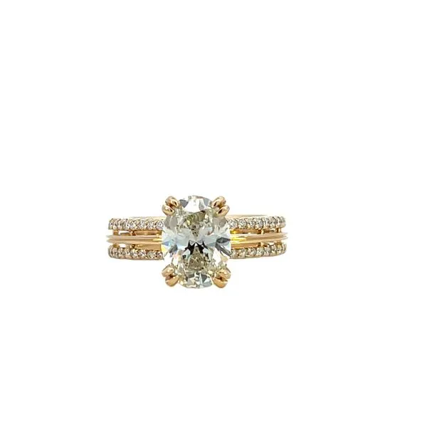 2 3/4CTW 14K YG Diamond Accented Head and Collar Double Row With Polished Groove Center Engagement Ring The Ring Austin Round Rock, TX