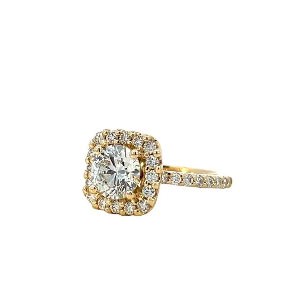 2 3/8CTW 14K Yellow Gold Diamond Square Halo With Round Center Engagement Ring Image 2 The Ring Austin Round Rock, TX