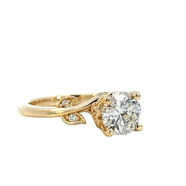 1 1/4CTW 14K Yellow Gold Diamond Accented Leaf Style Engagement Ring Image 2 The Ring Austin Round Rock, TX