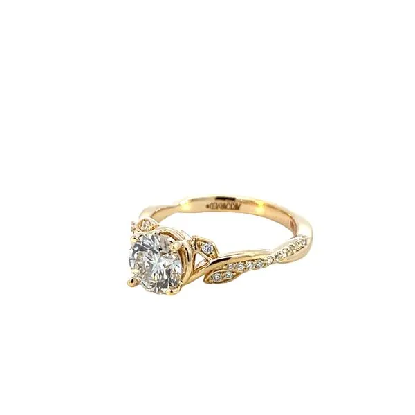 1 1/5CTW 14K YG Diamond Twist With Floral Leaf Accents Engagement Ring Image 2 The Ring Austin Round Rock, TX