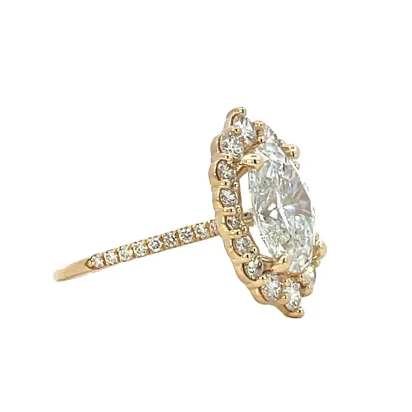 4.00CTW 14K YG Diamond Halo Cathedral Shank Engagement Ring Image 2 The Ring Austin Round Rock, TX