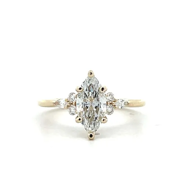 1 1/3CTW 14K Yellow Gold LG Marquise Center With Round and Marquise Natural Diamond Accented Engagement Ring The Ring Austin Round Rock, TX