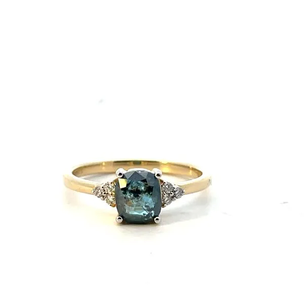 1 1/2CTW 14K YG Natural Blue Salt and Pepper Rose Cut Cushion Diamond Center Accented With Cluster Rounds Engagement Ring size 7 Image 2 The Ring Austin Round Rock, TX