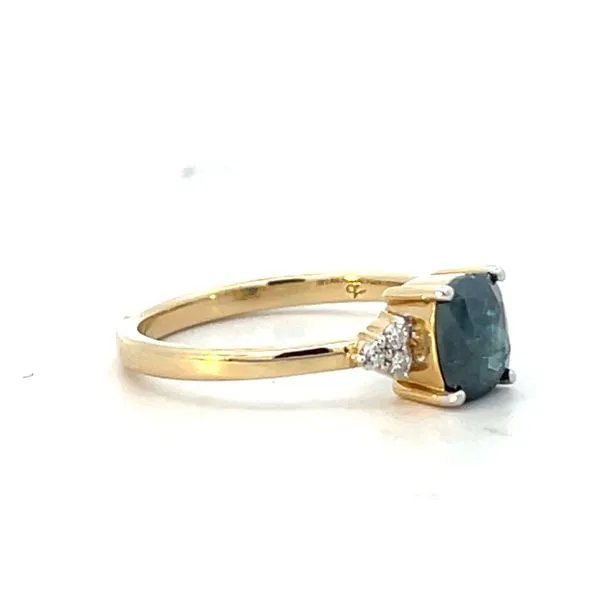 1 1/2CTW 14K YG Natural Blue Salt and Pepper Rose Cut Cushion Diamond Center Accented With Cluster Rounds Engagement Ring size 7 Image 4 The Ring Austin Round Rock, TX