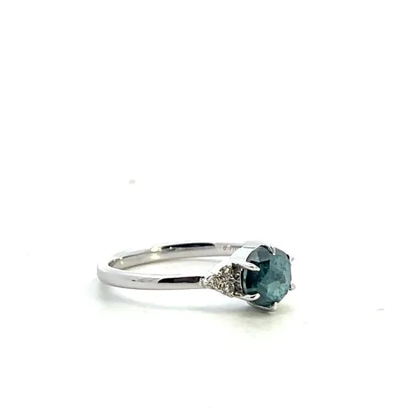 1 7/8CTW 14K WG Natural Blue Salt and Pepper Rose Cut Round Diamond Center 6-prong Accented With Cluster Rounds Engagement Ring size 7 Image 4 The Ring Austin Round Rock, TX