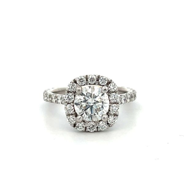 2 1/3CTW 14K WG Natural Diamond Cushion Halo With LG Round Center Engagement Ring The Ring Austin Round Rock, TX