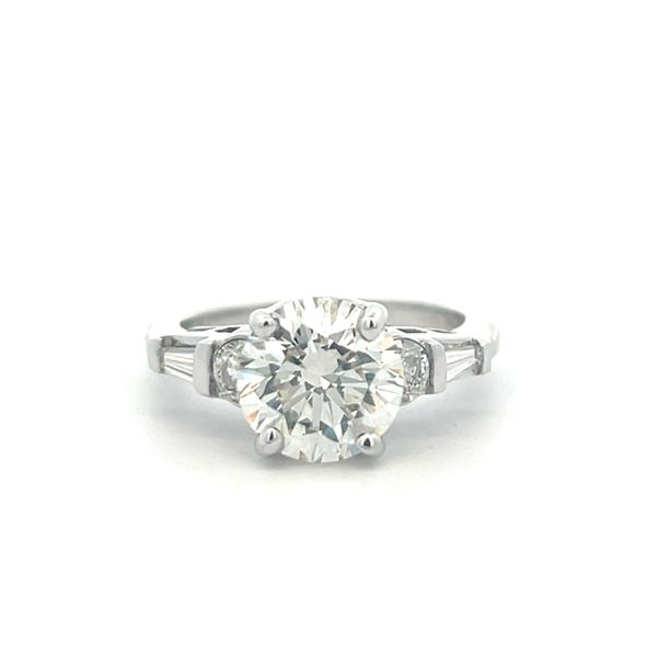 3 1/3CTW 18K WG Natural Diamond Baguette And Round Accented With Lab Grown Round Center Engagement Ring Size 7 The Ring Austin Round Rock, TX