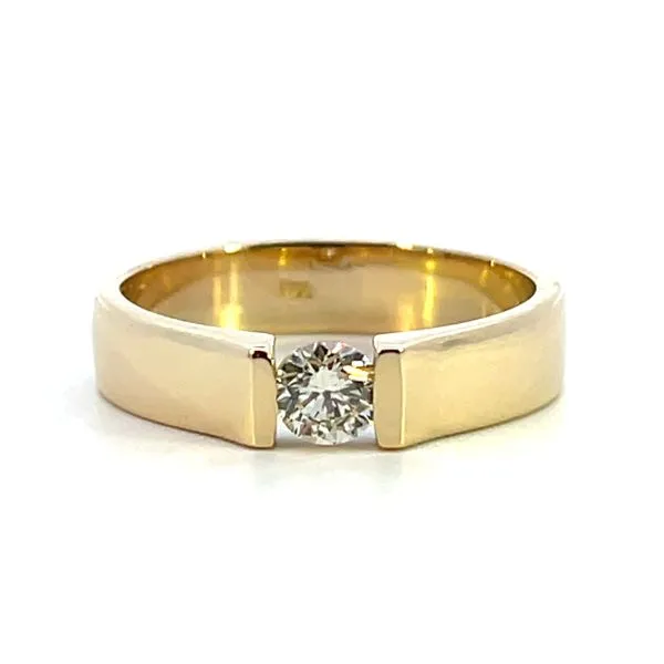 1/3CTW 14K Yellow Gold Natural Round Single Diamond Half Bezel Promise Ring The Ring Austin Round Rock, TX