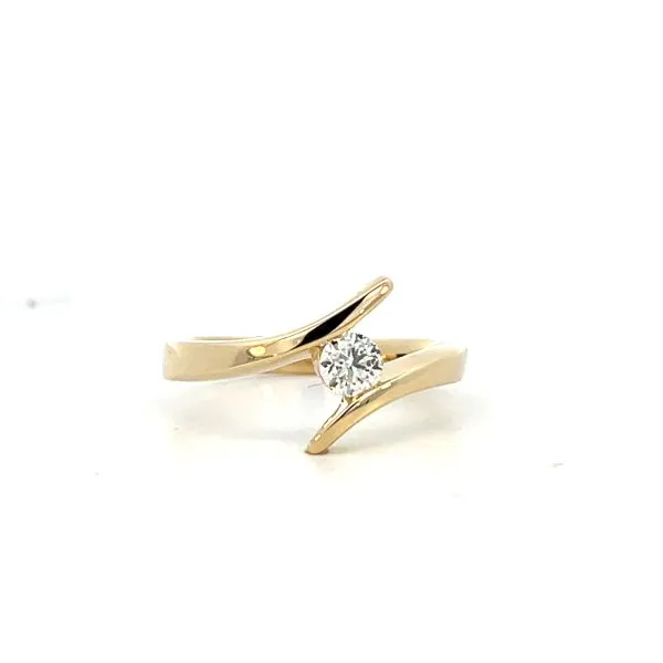 1/3CTW 14K Yellow Gold Natural Round Half Bezel Open Shank Tension Set Promise Ring Image 2 The Ring Austin Round Rock, TX
