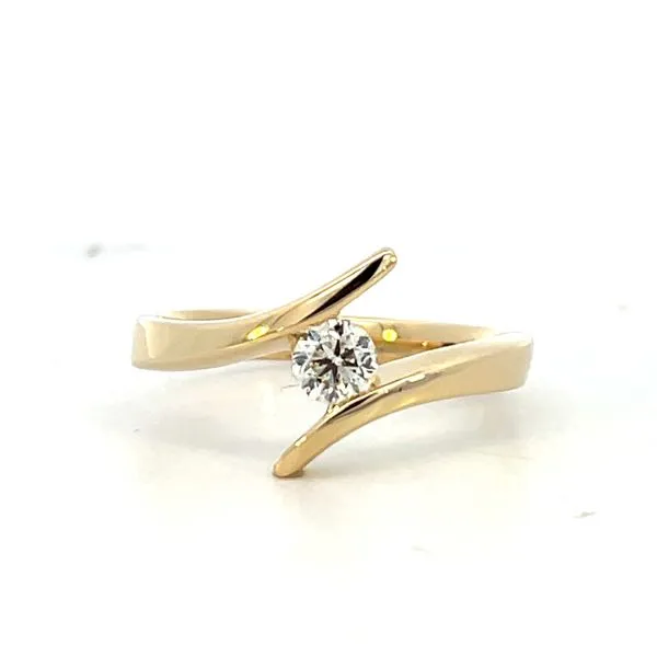 1/3CTW 14K Yellow Gold Natural Round Half Bezel Open Shank Tension Set Promise Ring The Ring Austin Round Rock, TX