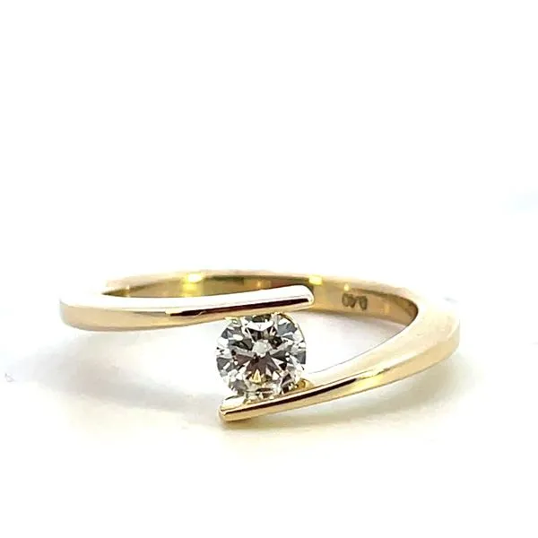 3/8CTW 14K Yellow Gold Natural Round Half Bezel Open shank Tension Set Promise Ring The Ring Austin Round Rock, TX