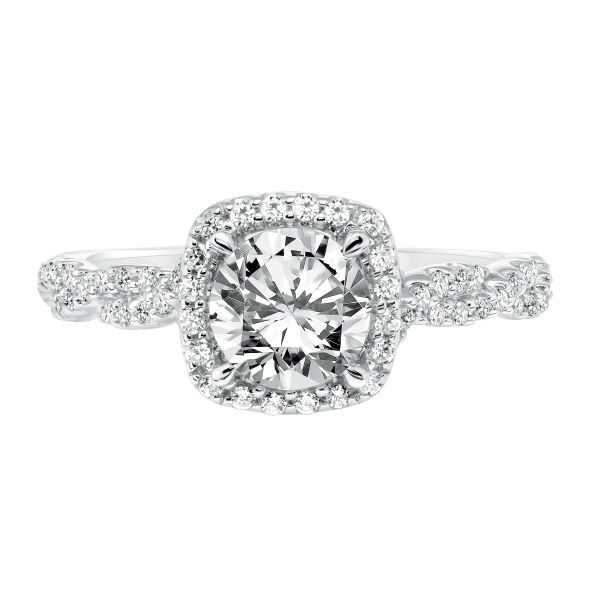 14K White Gold Halo Ring Image 2 The Ring Austin Round Rock, TX