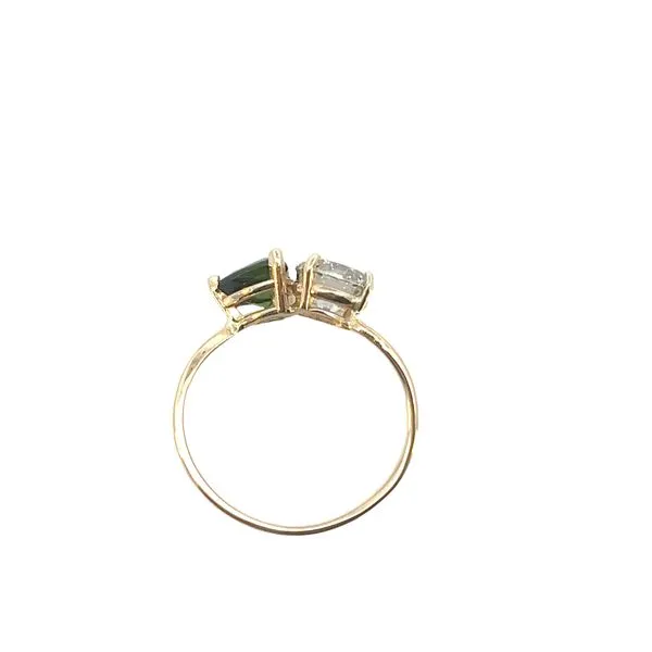 14K YG Two Stone 1.50CT Lab Grown Round Paired WIth Trillion Green Diopside Ring Image 2 The Ring Austin Round Rock, TX