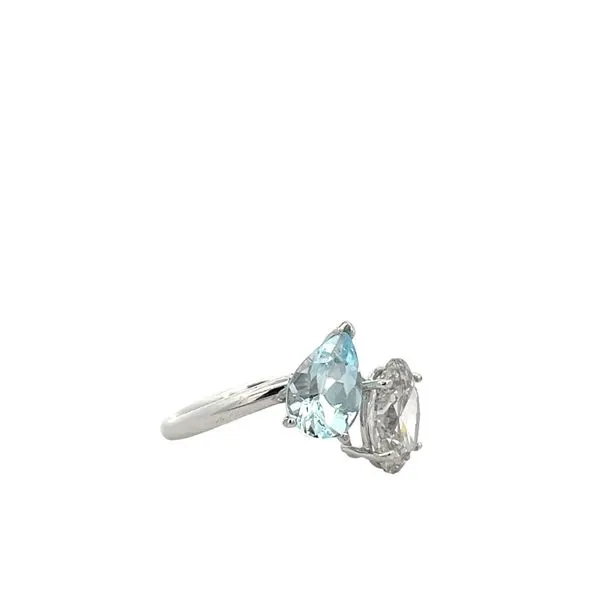 3.00CTW 14K WG Toi Et Moi 2.00CT LG Oval Paired with 1.00CT Natural Aquamarine Pear Ring Image 2 The Ring Austin Round Rock, TX
