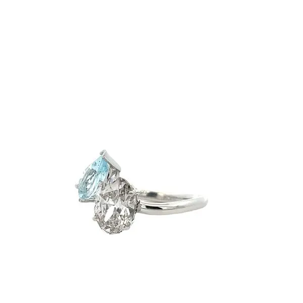 3.00CTW 14K WG Toi Et Moi 2.00CT LG Oval Paired with 1.00CT Natural Aquamarine Pear Ring Image 3 The Ring Austin Round Rock, TX