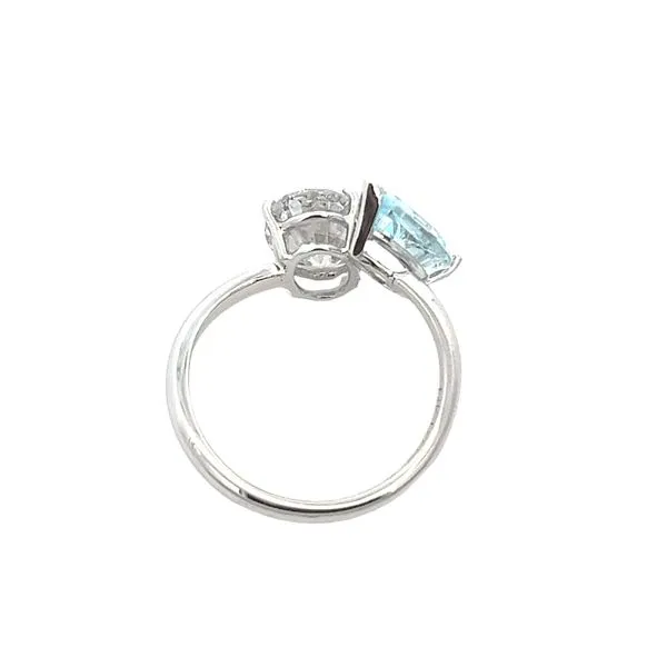 3.00CTW 14K WG Toi Et Moi 2.00CT LG Oval Paired with 1.00CT Natural Aquamarine Pear Ring Image 4 The Ring Austin Round Rock, TX