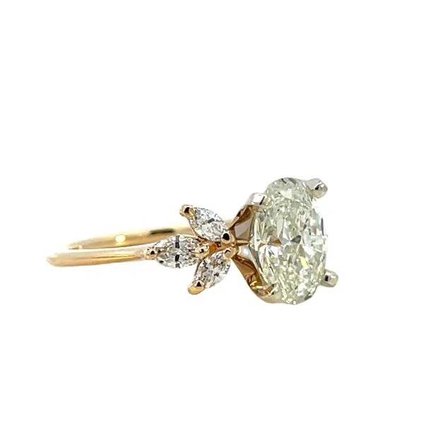 2 1/2CTW 14K YG/WG Lab Grown Diamond Marquise Accented Oval Center Engagement Ring Image 2 The Ring Austin Round Rock, TX