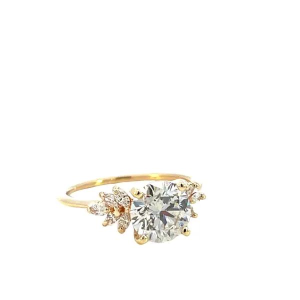 2 1/8CTW 14K YG Lab Grown Marquise Accented Round Center Engagement Ring Image 2 The Ring Austin Round Rock, TX