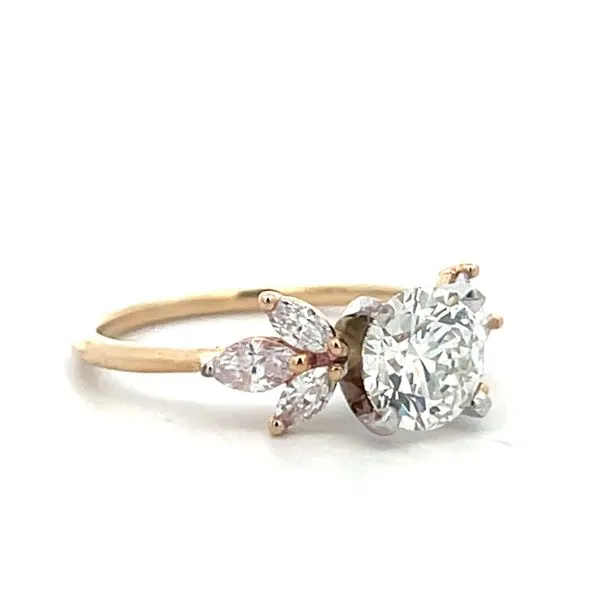 1/2CTW 14K YG/WG Lab Grown Accented Marquise Diamond Set In 4 Prong Round   Engagement Ring size 7 Image 2 The Ring Austin Round Rock, TX