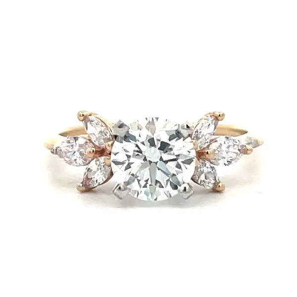 1/2CTW 14K YG/WG Lab Grown Accented Marquise Diamond Set In 4 Prong Round   Engagement Ring size 7 The Ring Austin Round Rock, TX