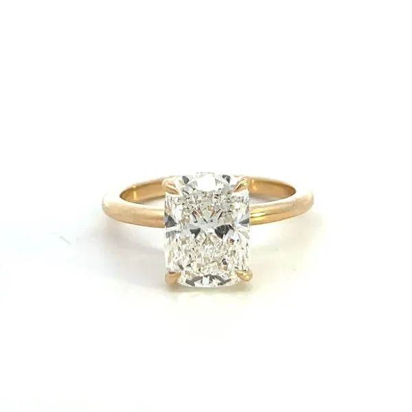 3.17CTW 14K YG LG Elongated Cushion E,VVS2 Hidden Halo Engagement Ring The Ring Austin Round Rock, TX
