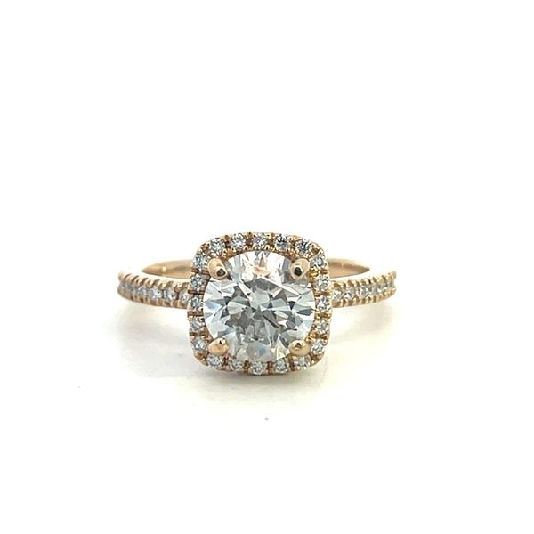 2 1/8CTW 14K YG Lab Grown Round Center Cushion Halo Engagement Ring The Ring Austin Round Rock, TX