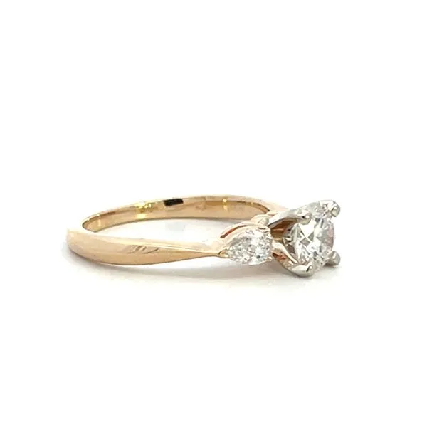 1 1/5CTW 14K YG/WG LG Round Center With Pear Side Stone Engagement Ring size 7 Image 3 The Ring Austin Round Rock, TX