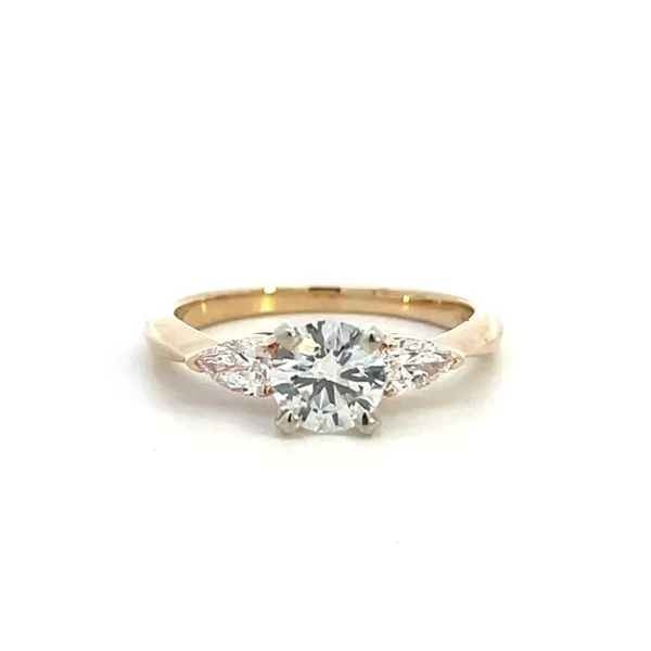 1 1/5CTW 14K YG/WG LG Round Center With Pear Side Stone Engagement Ring size 7 The Ring Austin Round Rock, TX