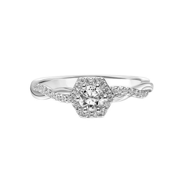14K White Gold Halo Ring Image 2 The Ring Austin Round Rock, TX