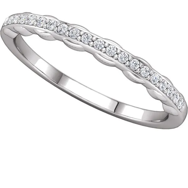 1/10CTW 14K WG Diamond Wedding Band with Wavy Texture Underneath The Ring Austin Round Rock, TX