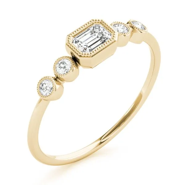 14K Yellow Gold Five Stone Bezel Set East To West Emerald Cut Ring Image 3 The Ring Austin Round Rock, TX