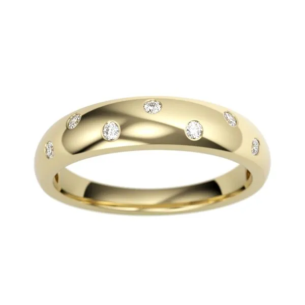 1/8CTW 14K YG Mined Diamond Flush Set Wedding Band Image 2 The Ring Austin Round Rock, TX
