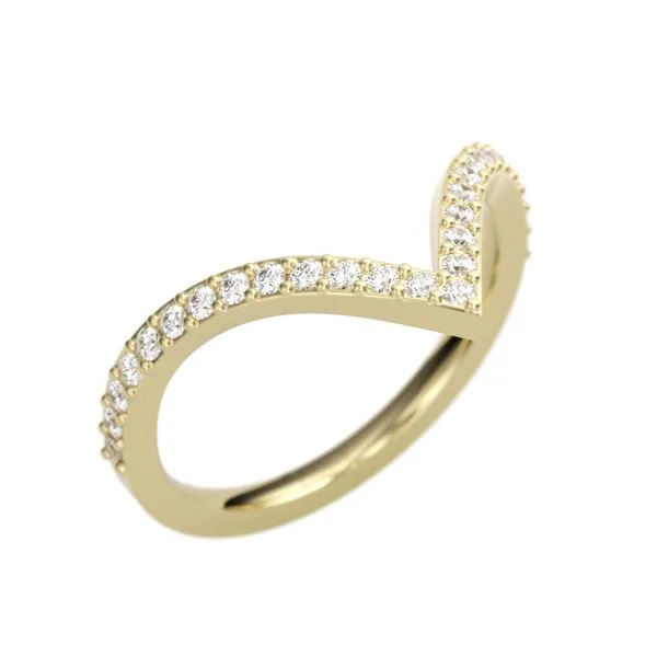 1/4CTW 14K YG Mined Diamond Chevron Pointed Tip Wedding Band The Ring Austin Round Rock, TX
