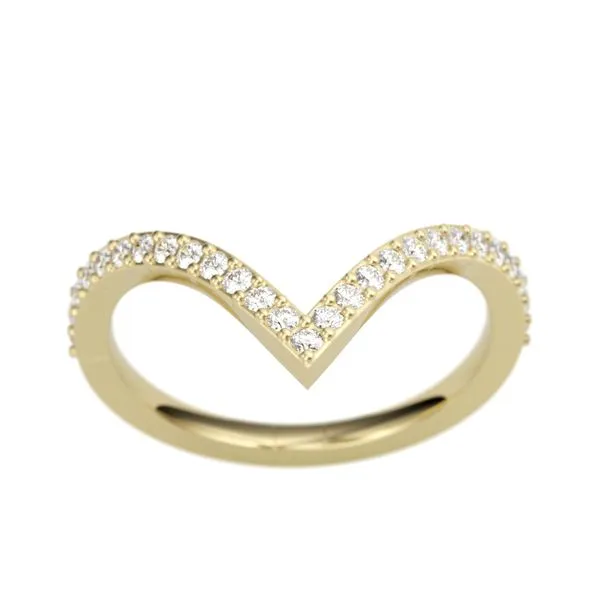 1/4CTW 14K YG Mined Diamond Chevron Pointed Tip Wedding Band Image 2 The Ring Austin Round Rock, TX