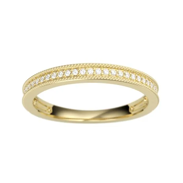 1/10CTW 14K YG Mined Diamond With Beaded Milgrain Texture Wedding Band Image 2 The Ring Austin Round Rock, TX