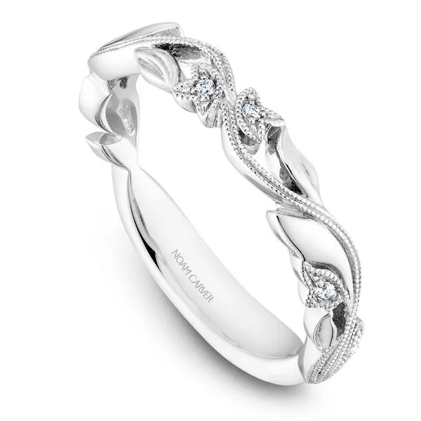 1/20CTW 14K WG Mined Diamond Floral Mil grain Detail Wedding Band The Ring Austin Round Rock, TX