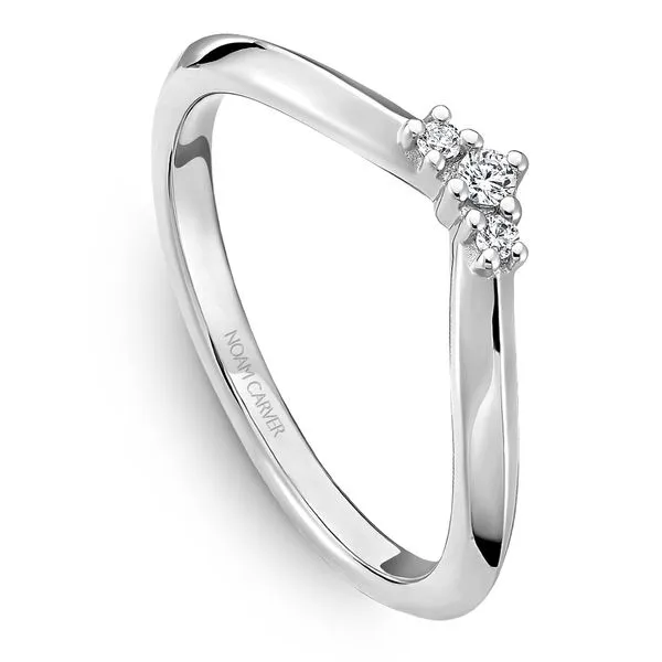 1/20CTW 14K WG Mined Diamond 3 Stone Chevron Contour Wedding Band The Ring Austin Round Rock, TX